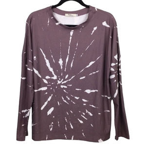 Hope Horizon Women's Scoop Neck Long Sleeve Mauve White Splatter Pullover Top L